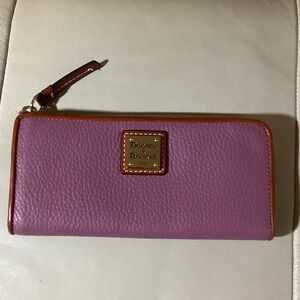 Dooney & Bourke Large Zip Around Lavender Leather Wallet